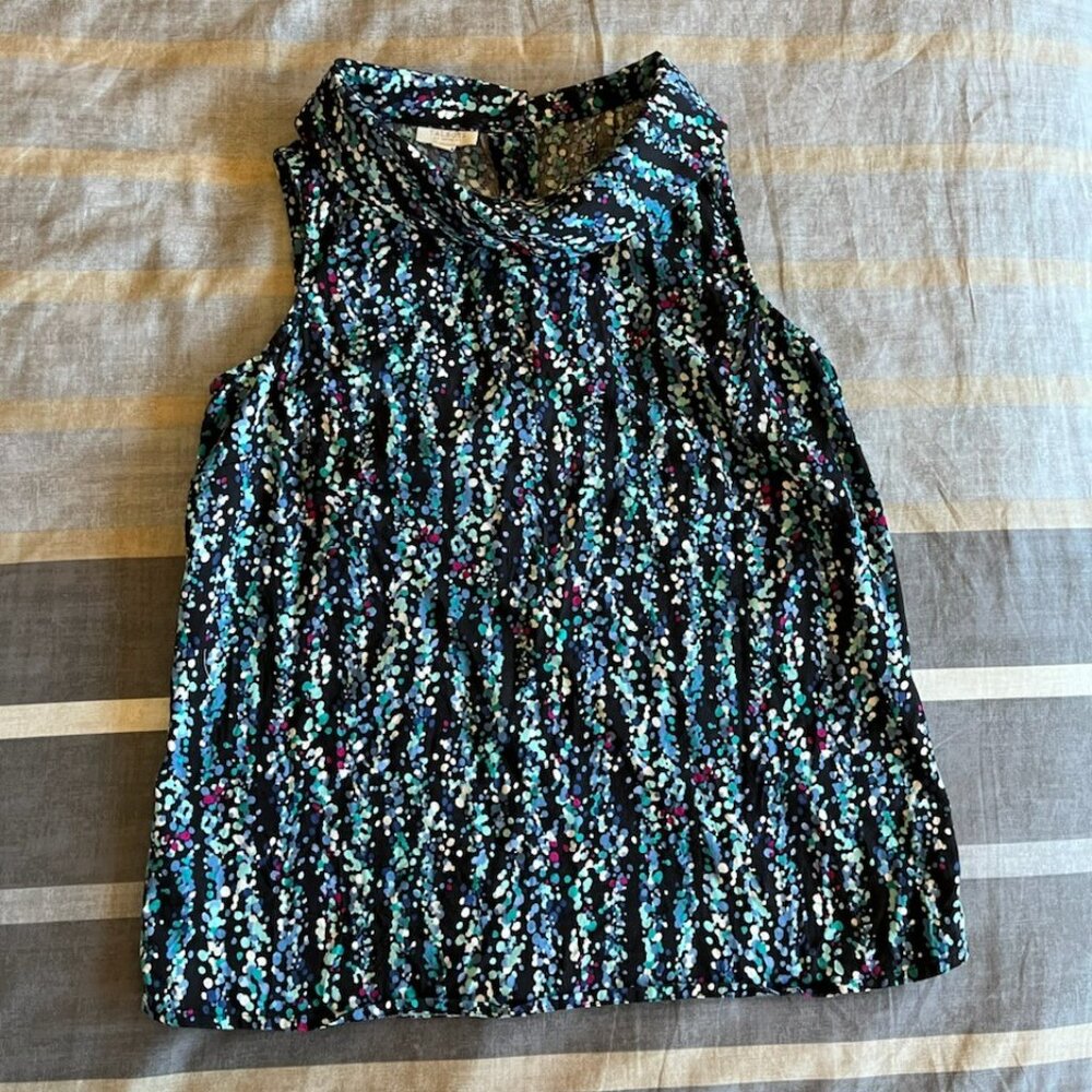 Talbots, Petite S, Sleeveless Foldover Collar Top